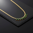 18K Gold-Plated Necklace with Emerald Green Gemstone Accents